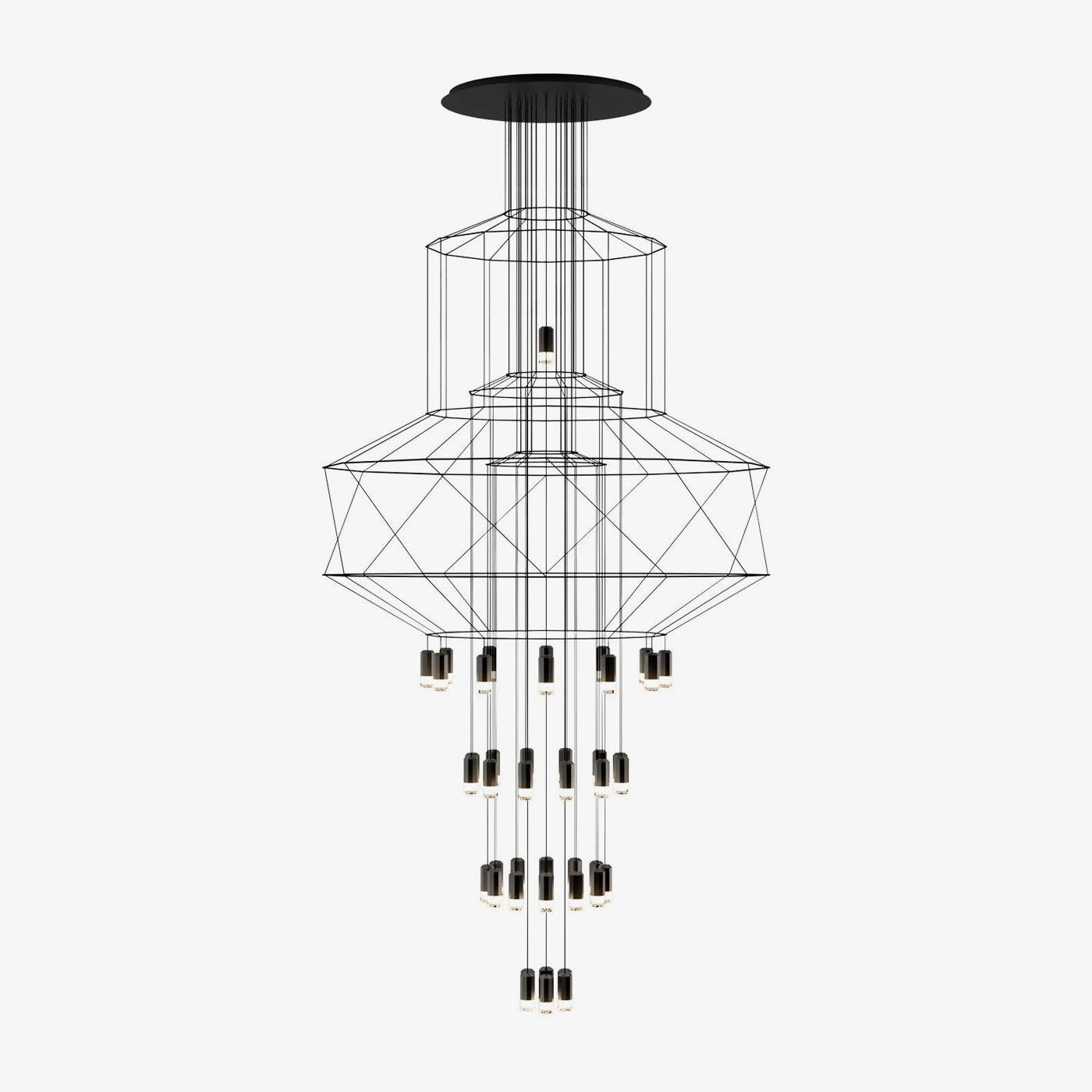 Tevenq Chandelier Lines Black Wireframe LED-Neutral Decor