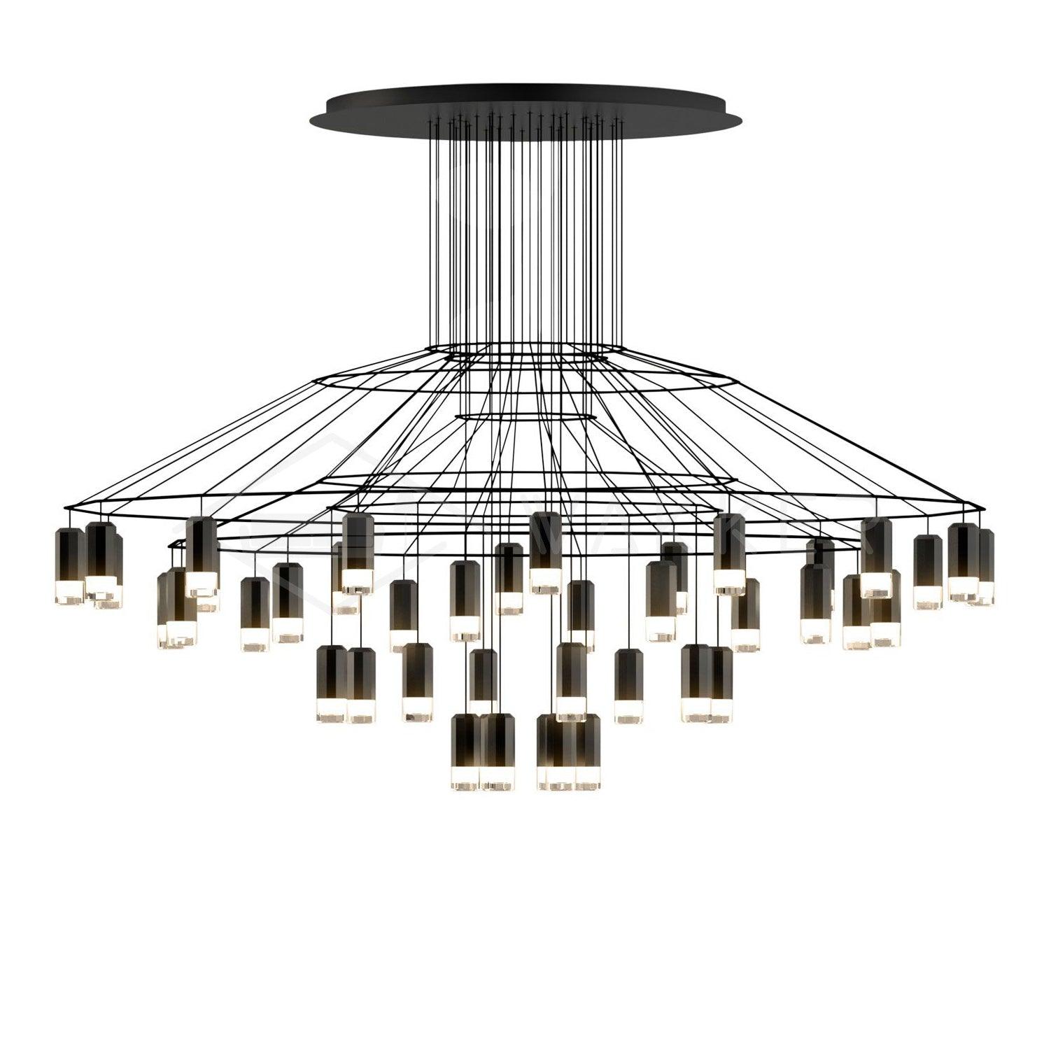 Tevenq Chandelier Lines Black Wireframe LED-Neutral Decor