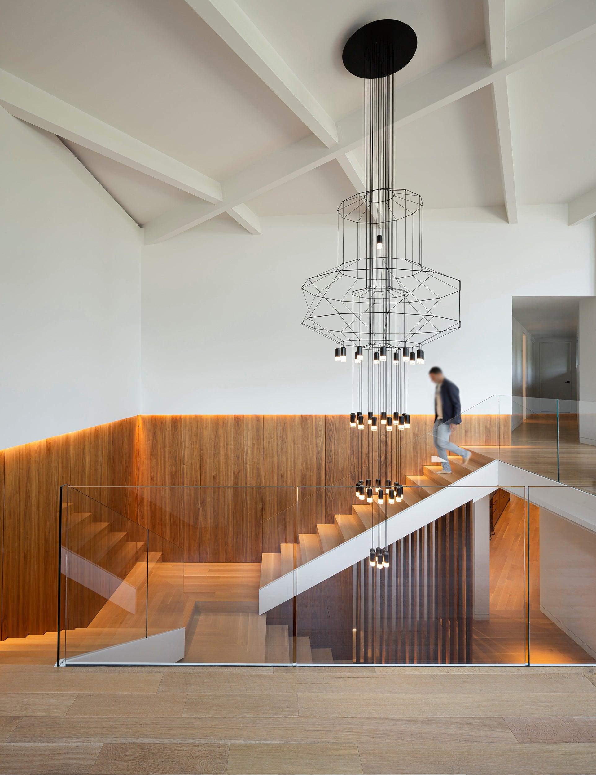 Tevenq Chandelier Lines Black Wireframe LED-Neutral Decor