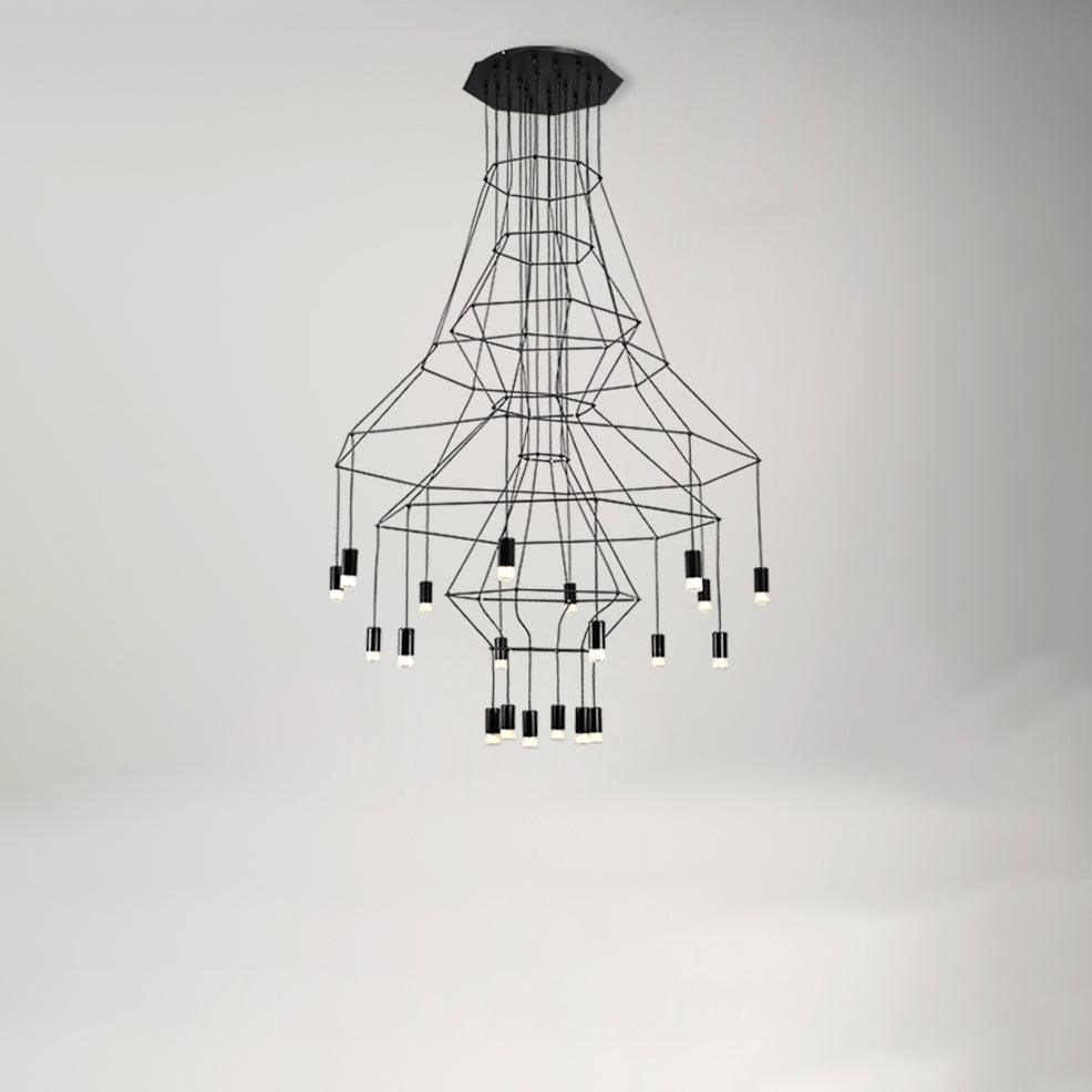 Tevenq Chandelier Lines Black Wireframe LED-Neutral Decor