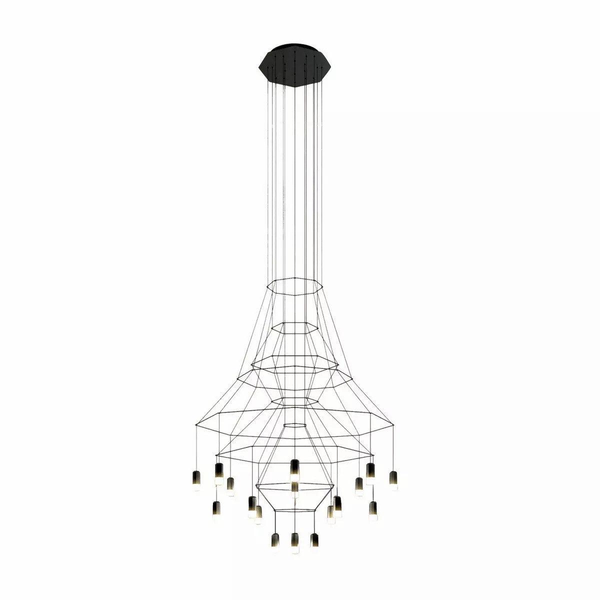 Tevenq Chandelier Lines Black Wireframe LED-Neutral Decor