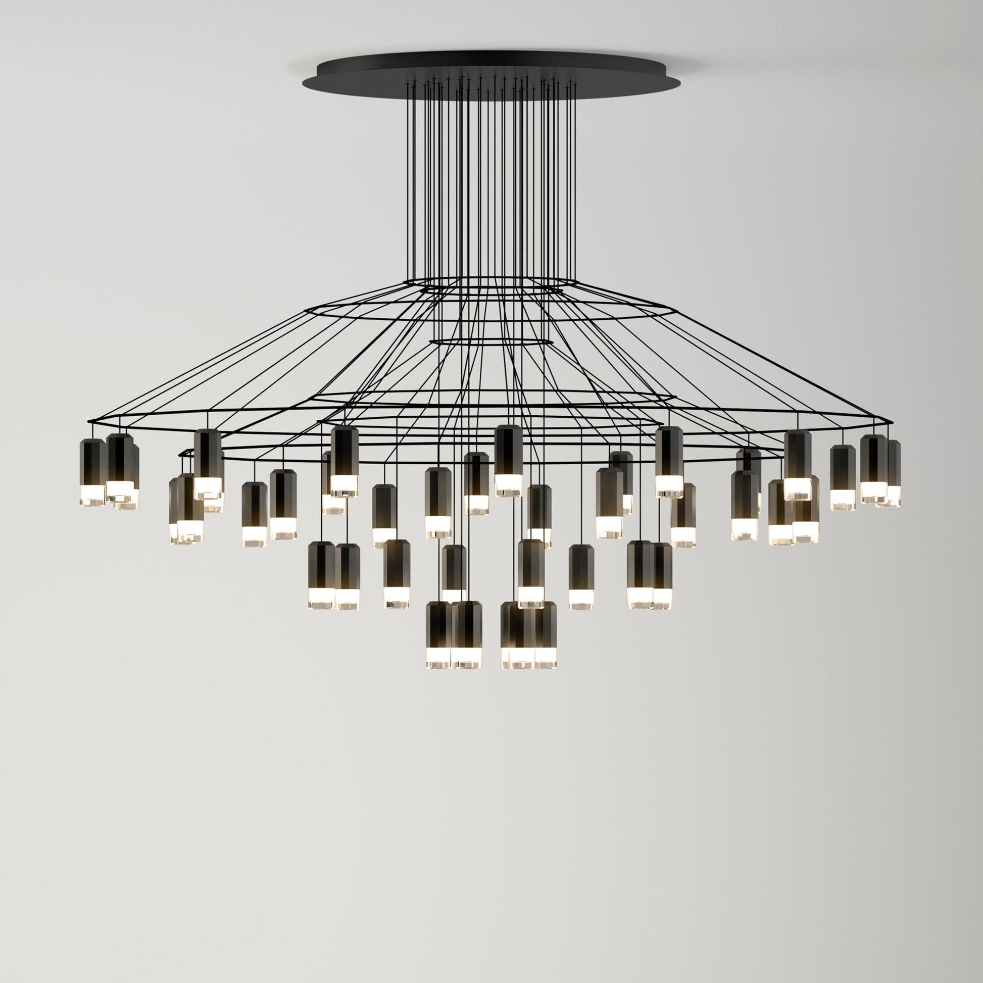 Tevenq Chandelier Lines Black Wireframe LED-Neutral Decor