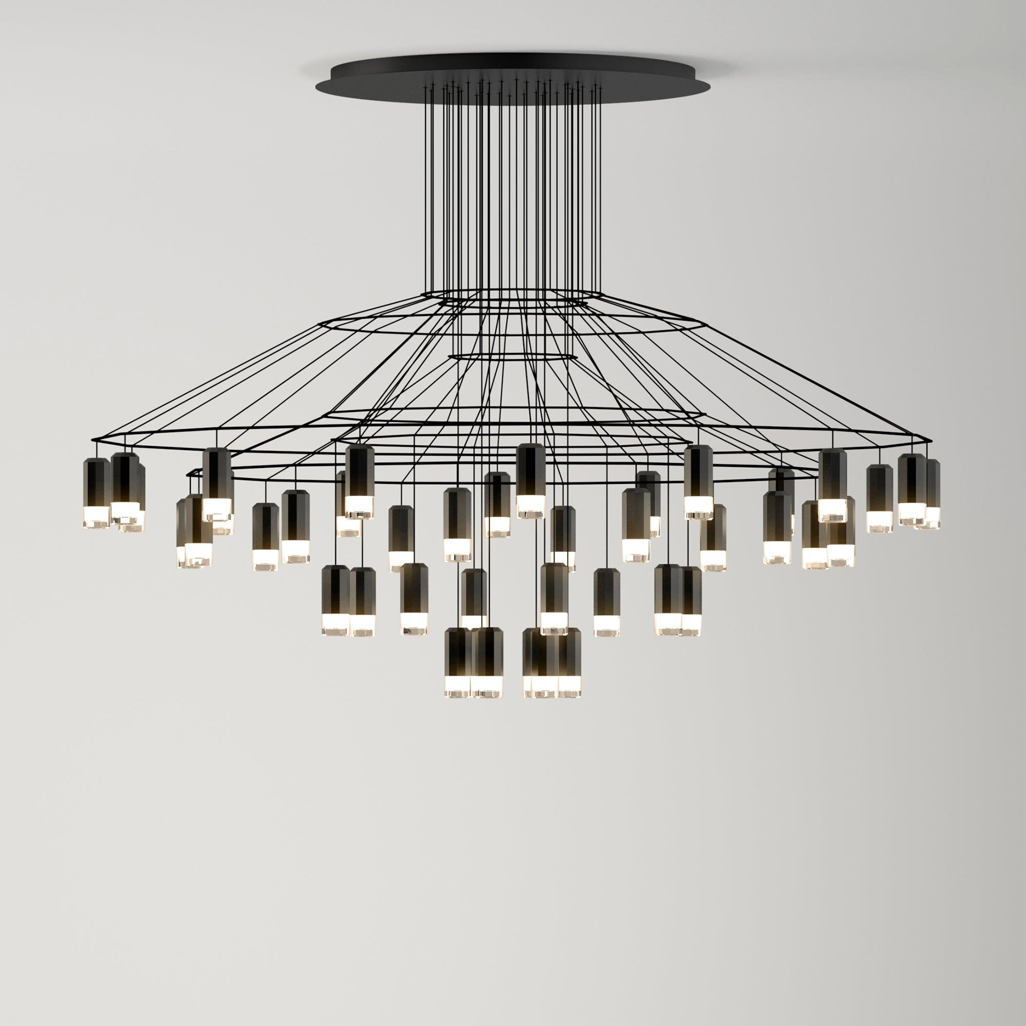 Tevenq Chandelier Lines Black Wireframe LED-Neutral Decor