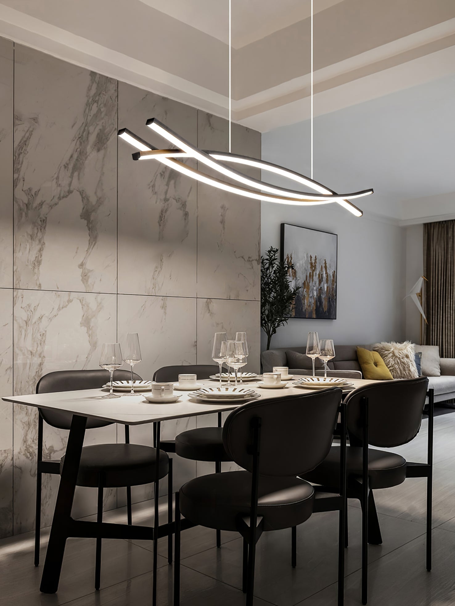 Curinis Modern Minimalist Art LED Chandelier-Neutral Decor