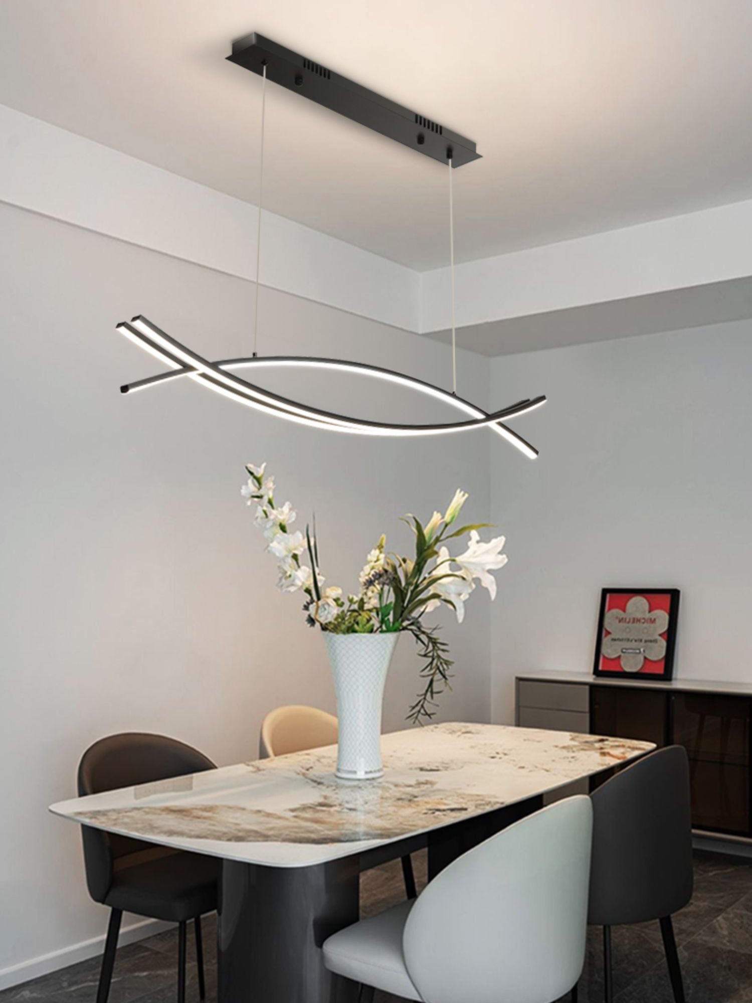 Curinis Modern Minimalist Art LED Chandelier-Neutral Decor