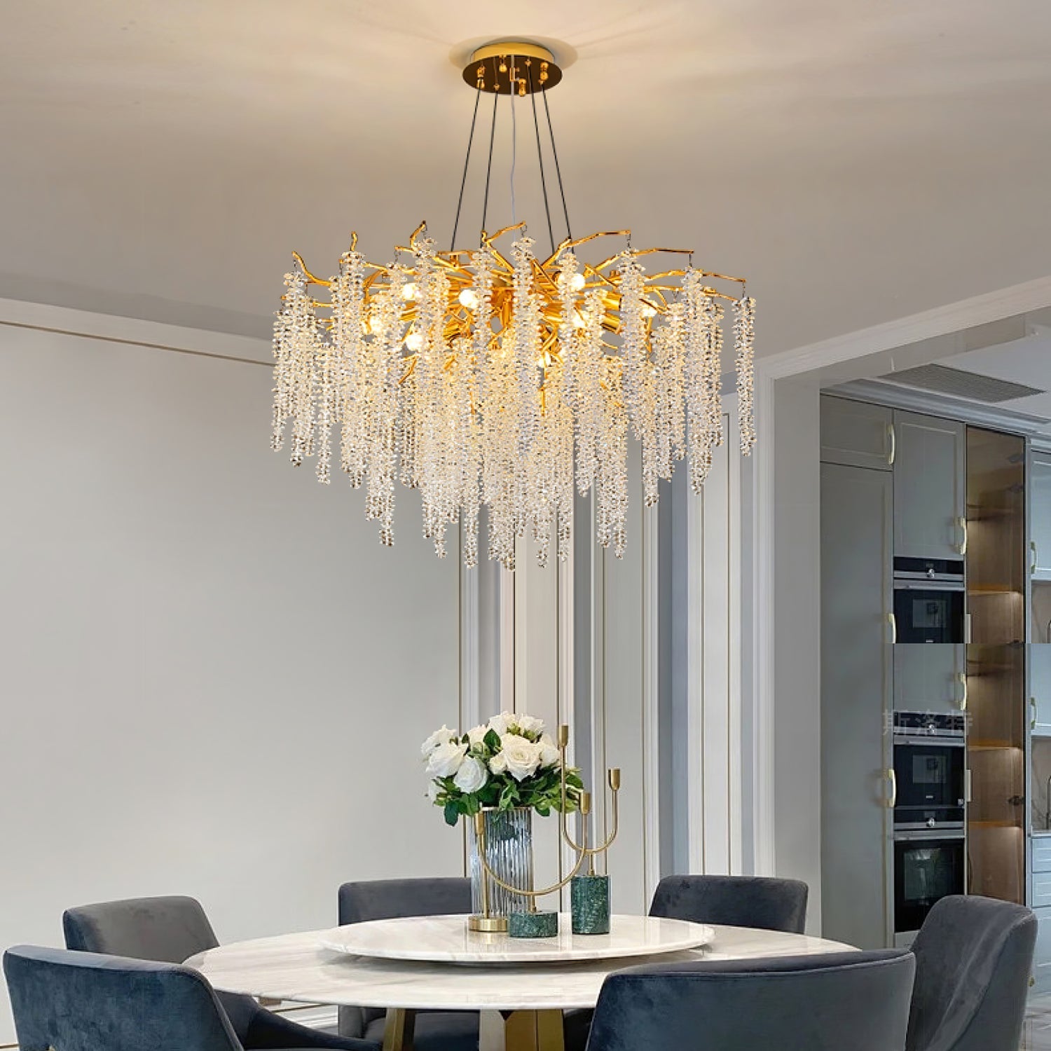 Noriel Chandelier Wisteria Flower Crystal-Neutral Decor