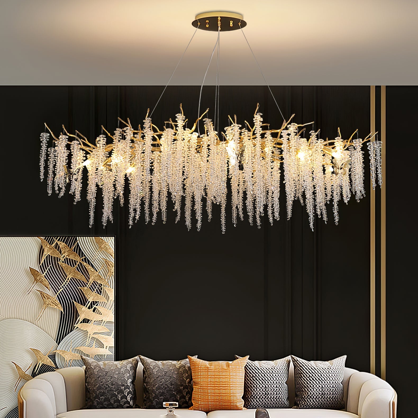 Noriel Chandelier Wisteria Flower Crystal-Neutral Decor