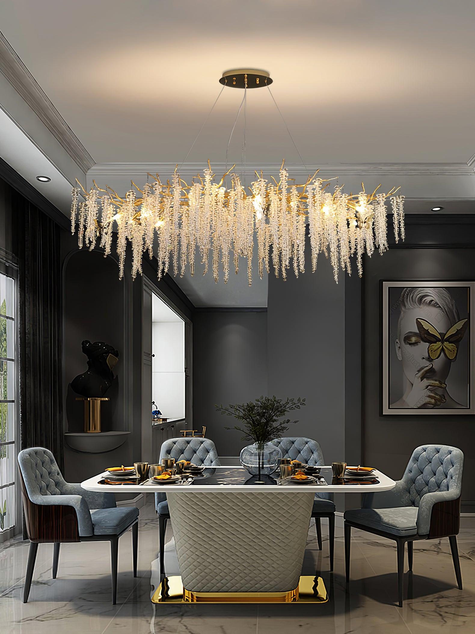 Noriel Chandelier Wisteria Flower Crystal-Neutral Decor
