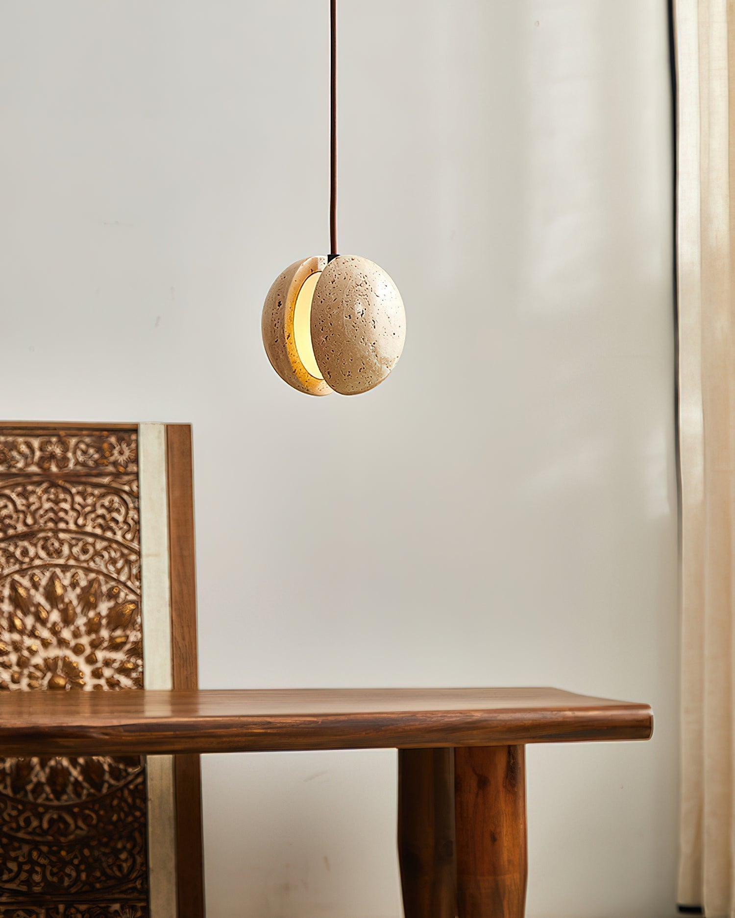Close-up view of the Wisteria Pendant Lamp highlighting its natural stone texture.