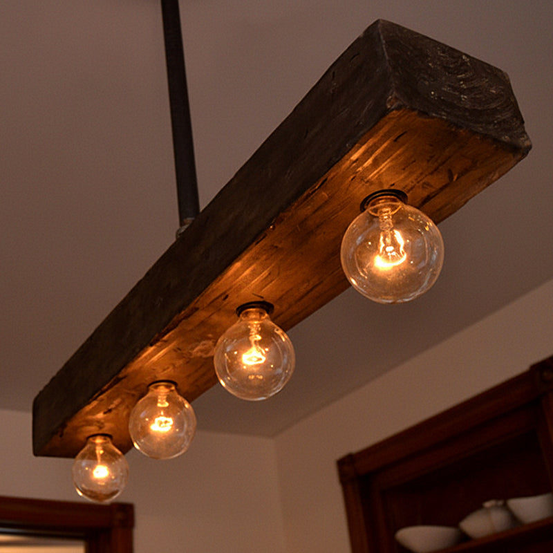Detail of the natural knots and texture in the solid wood beam.