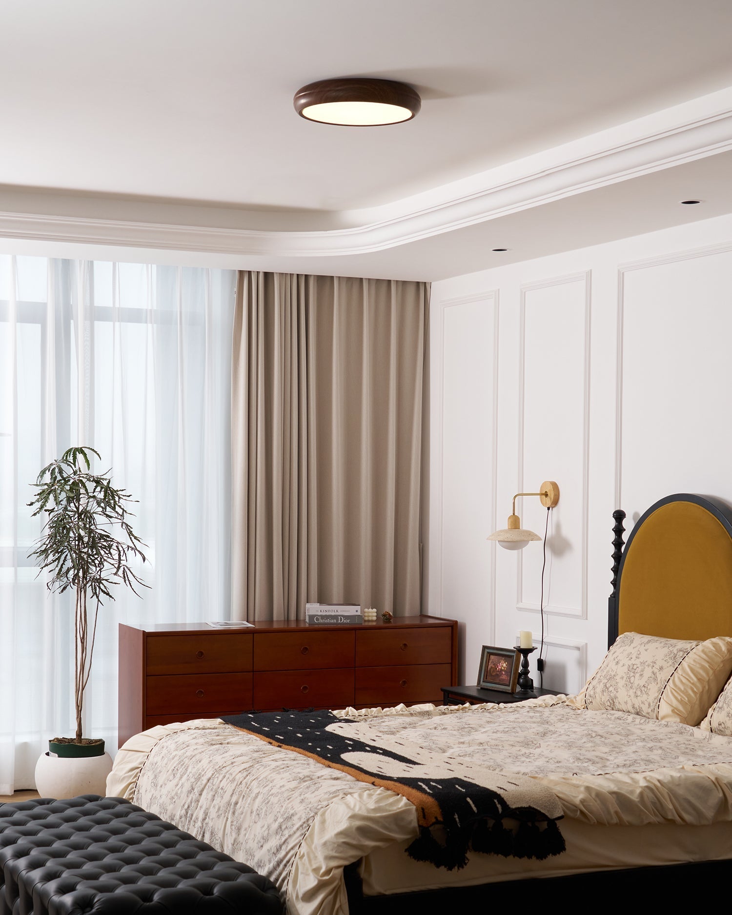 Bexley Ceiling Light Woodgrain Acrylic Round-Neutral Decor