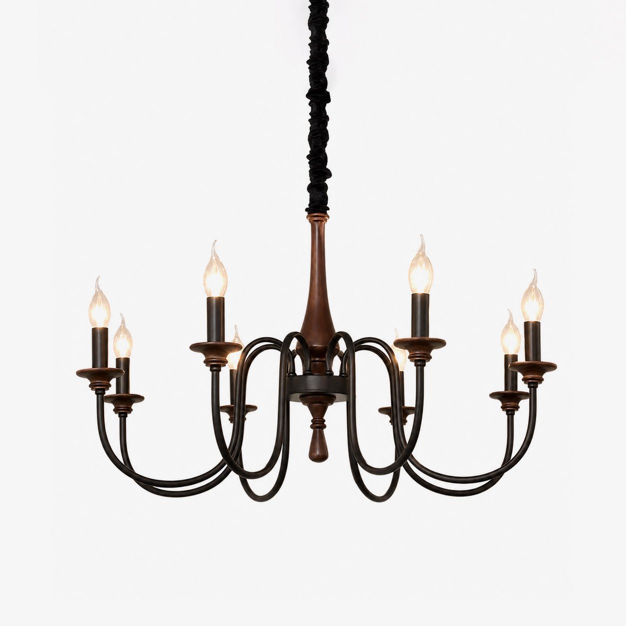 Wood Iron Candle Chandelier-Neutral Decor