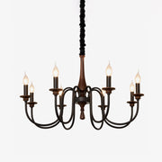 Wood Iron Candle Chandelier-Neutral Decor