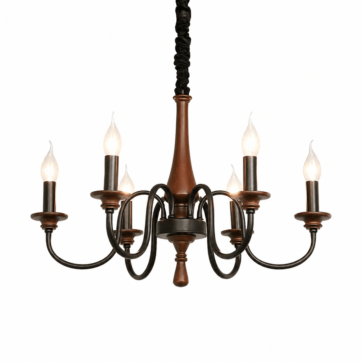 Wood Iron Candle Chandelier-Neutral Decor
