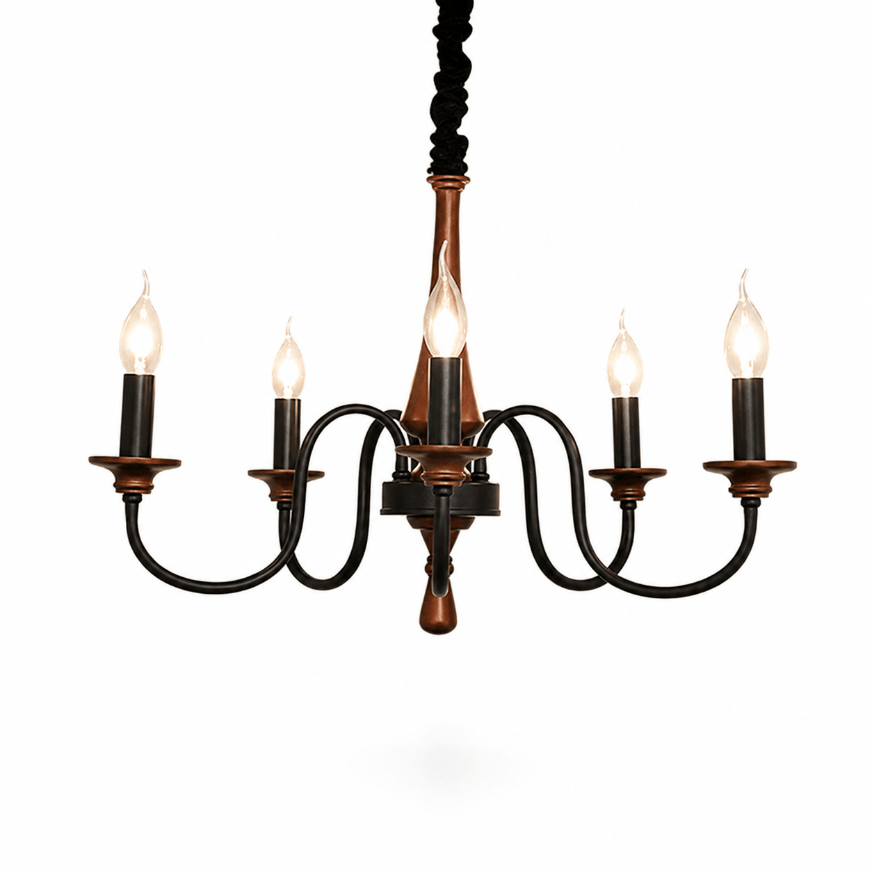 Wood Iron Candle Chandelier-Neutral Decor