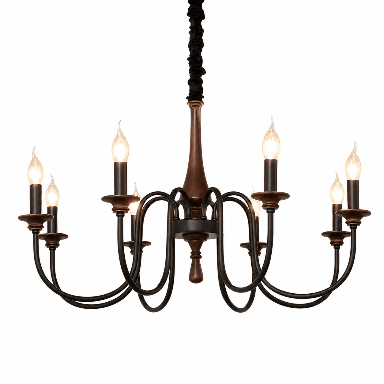 Wood Iron Candle Chandelier-Neutral Decor
