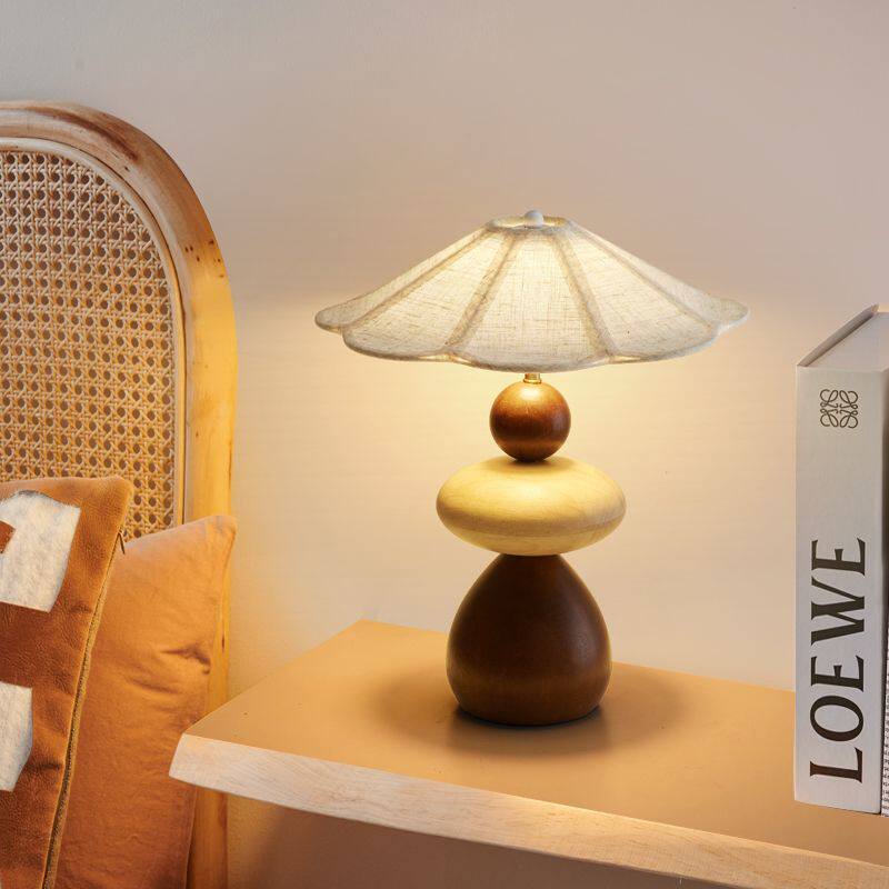 Wood Pebble Table Lamp-Neutral Decor