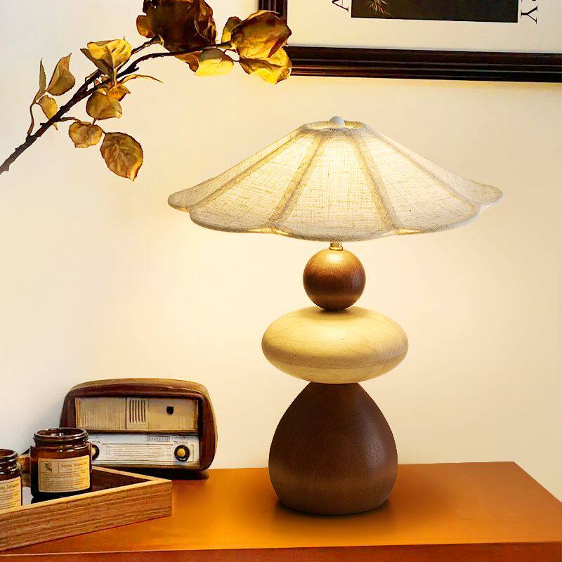 Wood Pebble Table Lamp-Neutral Decor