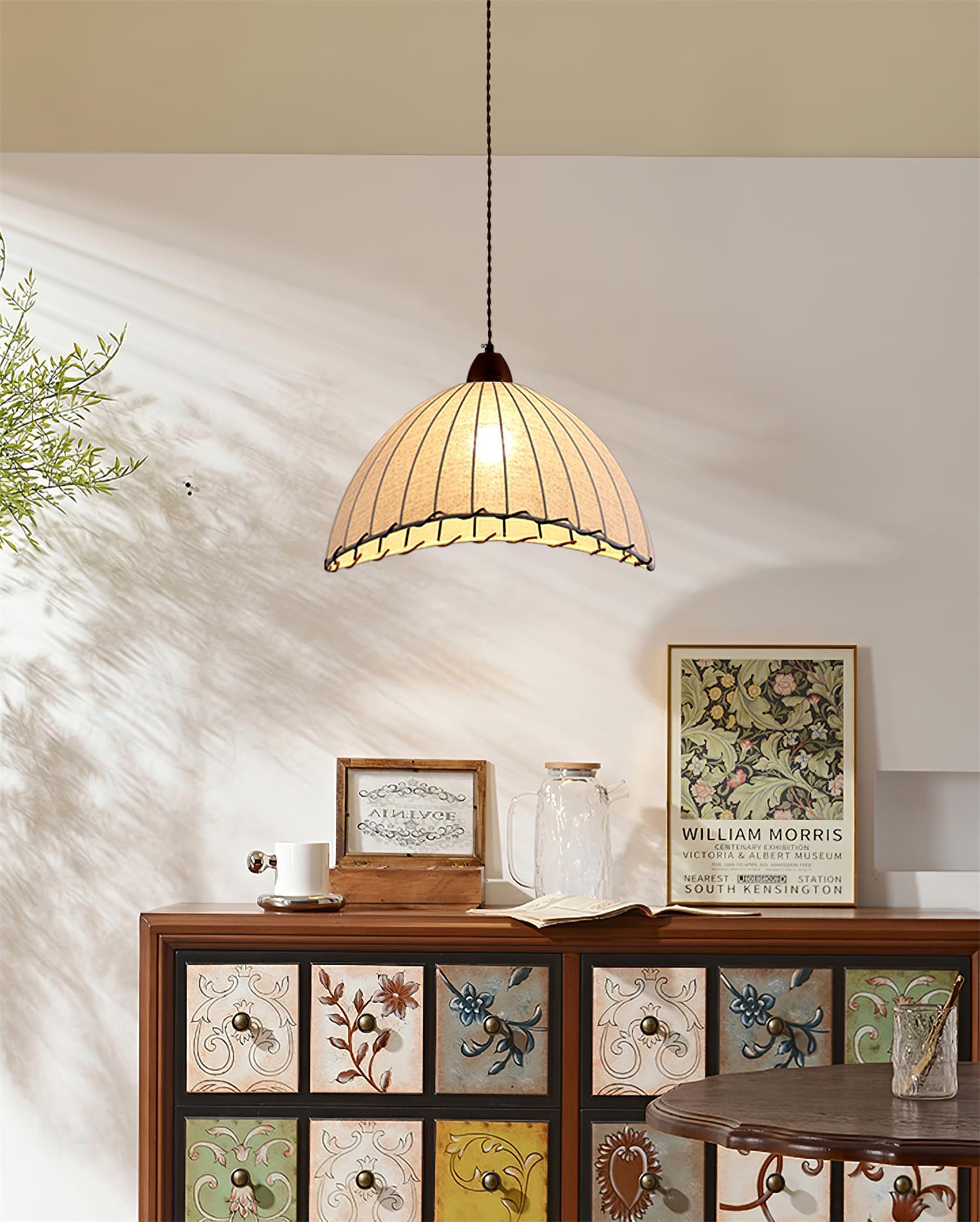 Elara Modern Fabric Pendant Light-Neutral Decor