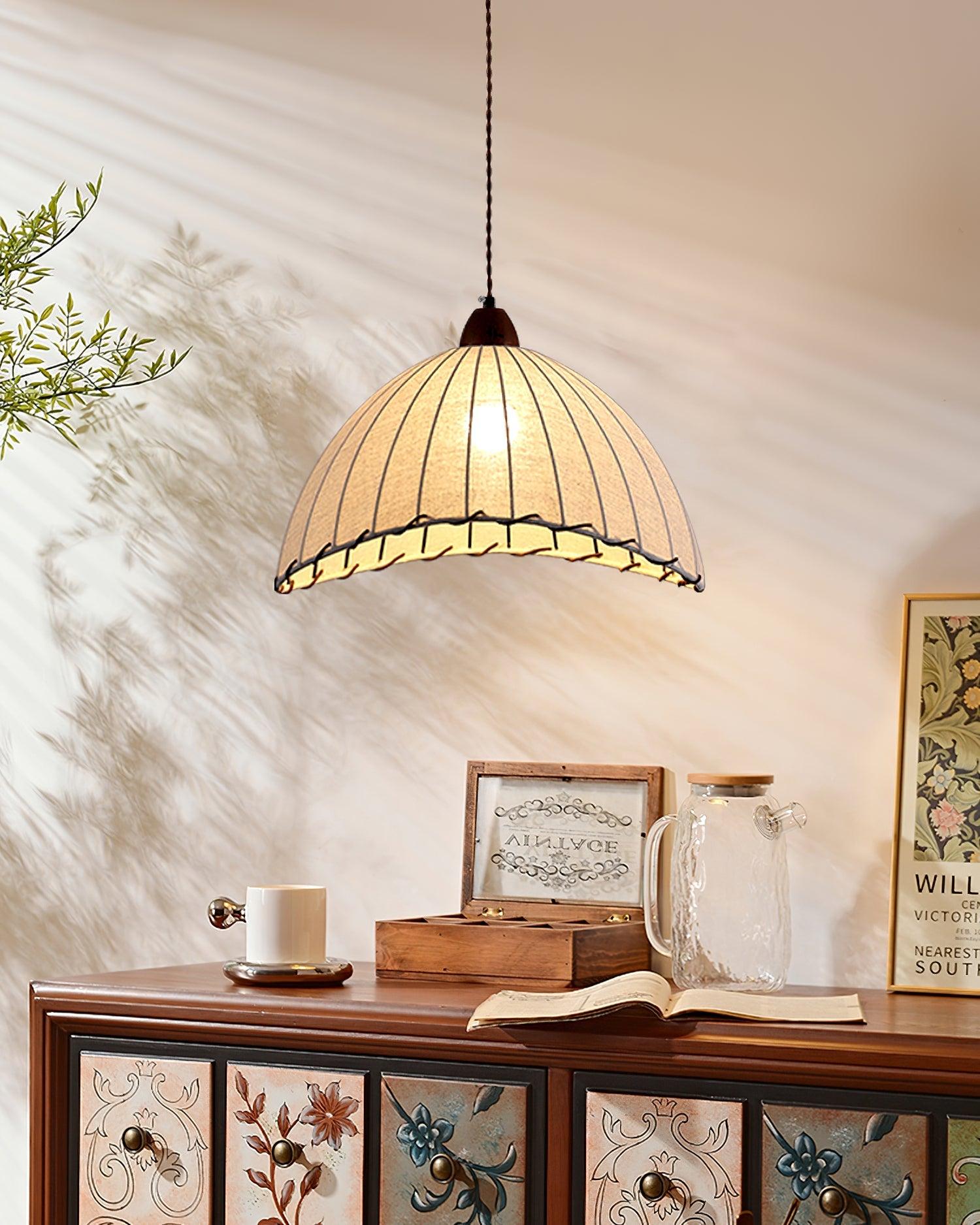 Elara Modern Fabric Pendant Light-Neutral Decor