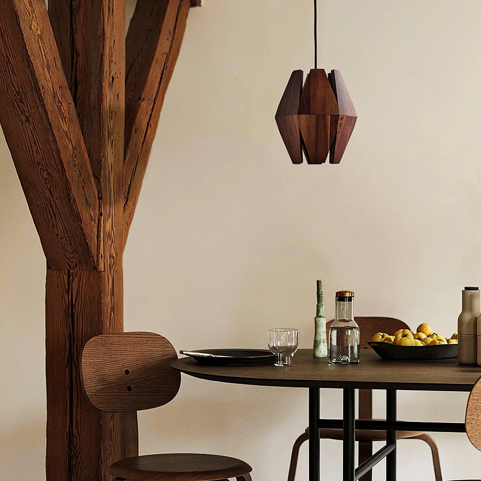 Miro Pendant Lamp Geometric Wood Shade Warm Glow Nordic Minimalist Accent-Neutral Decor