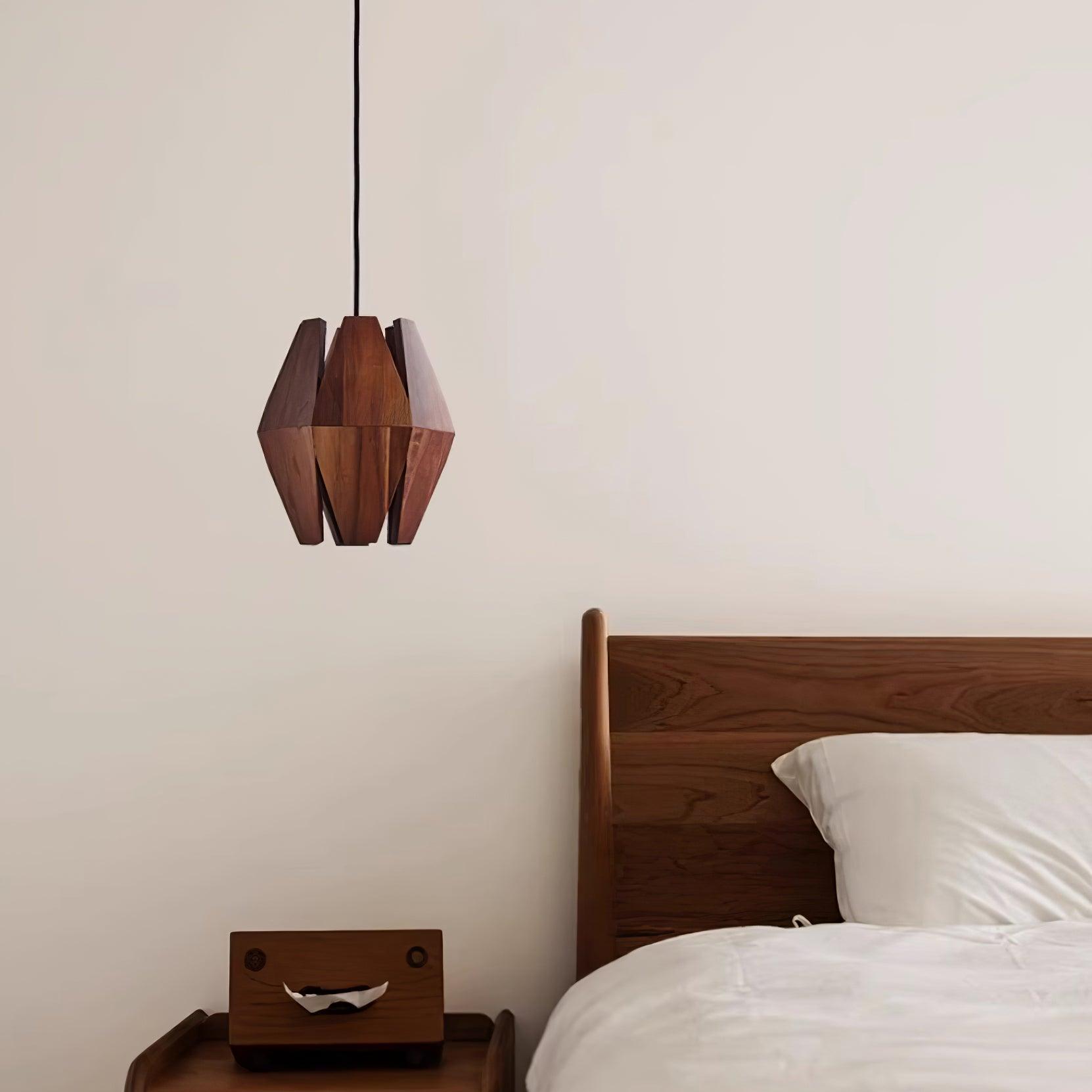 Miro Pendant Lamp Geometric Wood Shade Warm Glow Nordic Minimalist Accent-Neutral Decor