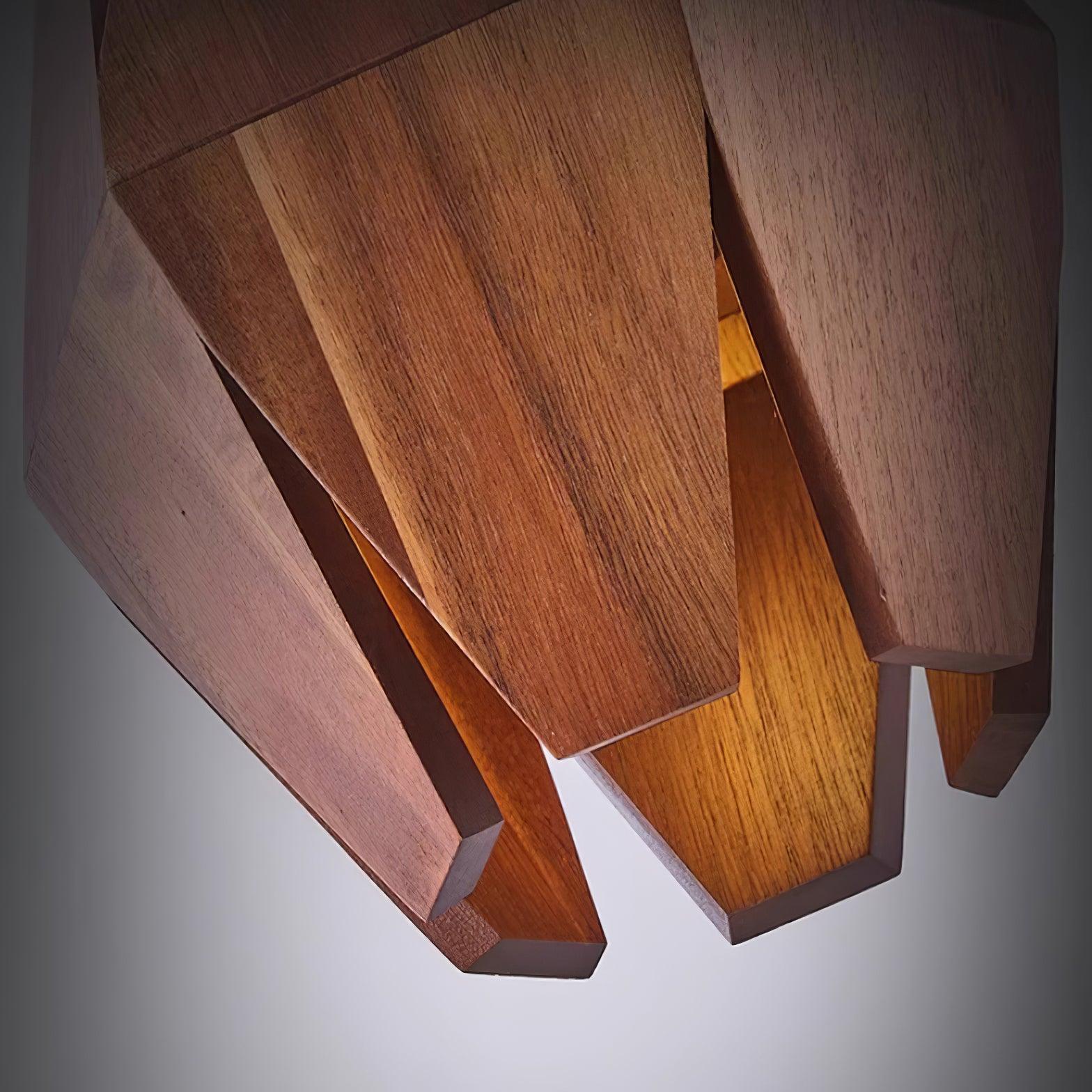 Miro Pendant Lamp Geometric Wood Shade Warm Glow Nordic Minimalist Accent-Neutral Decor
