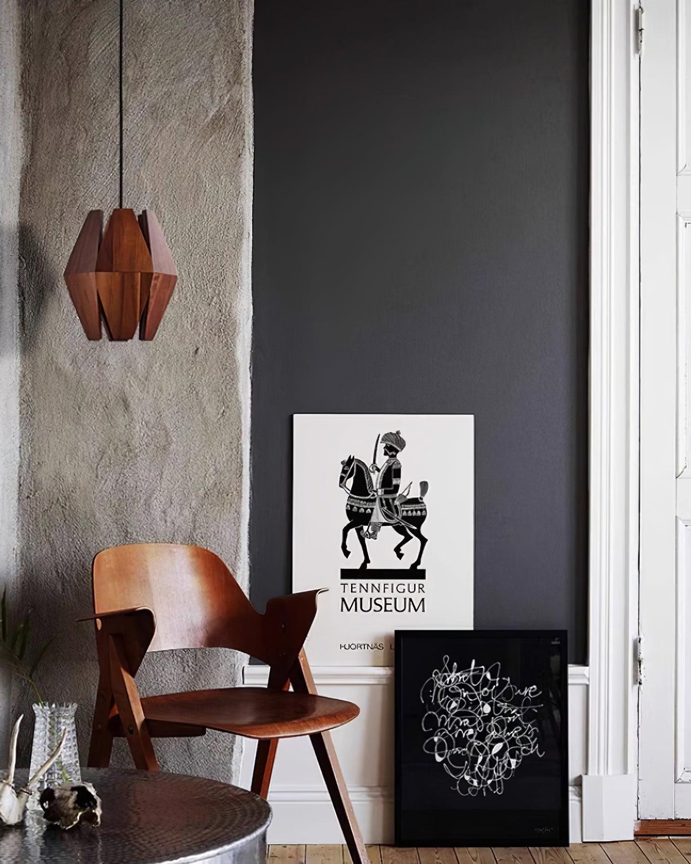Miro Pendant Lamp Geometric Wood Shade Warm Glow Nordic Minimalist Accent-Neutral Decor