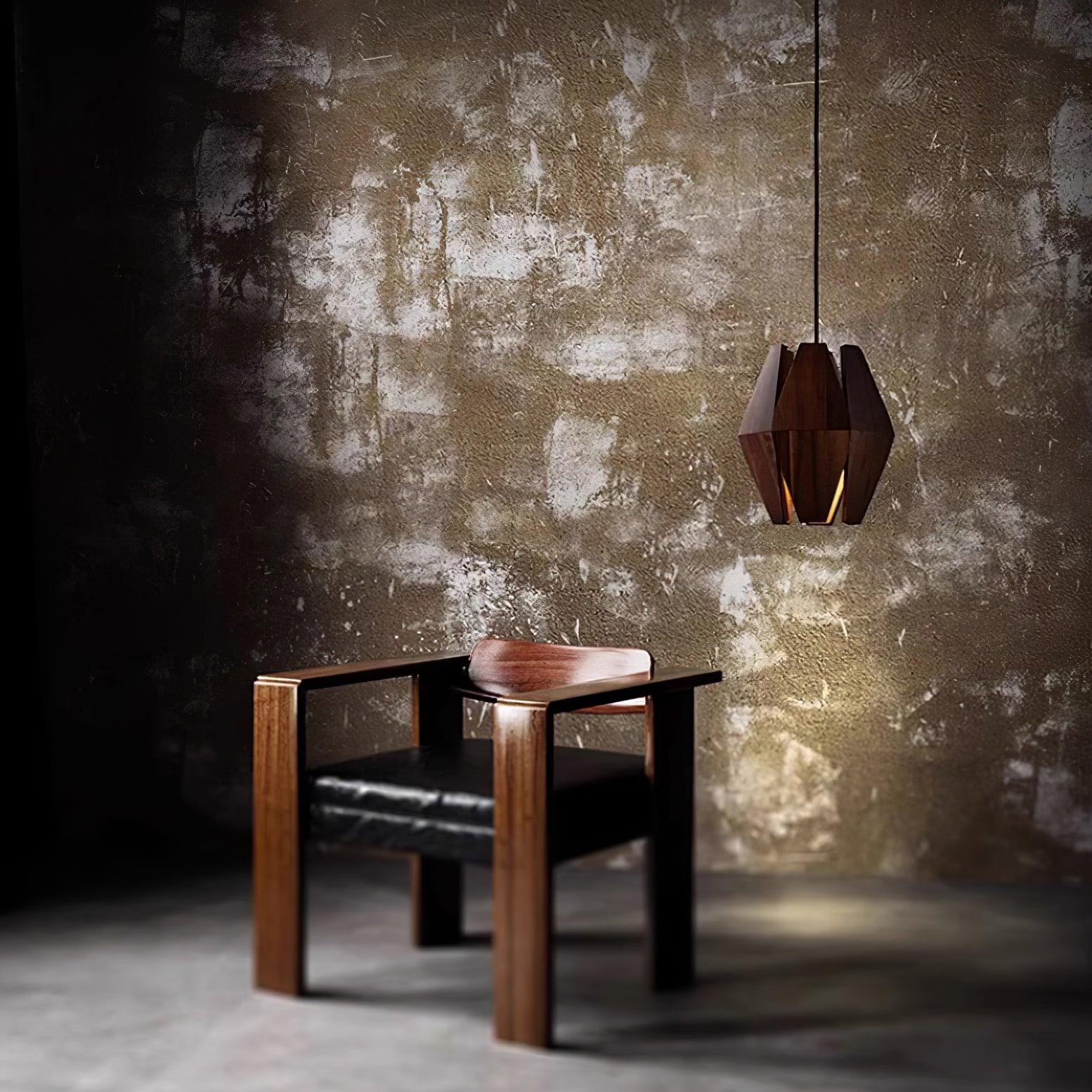 Miro Pendant Lamp Geometric Wood Shade Warm Glow Nordic Minimalist Accent-Neutral Decor