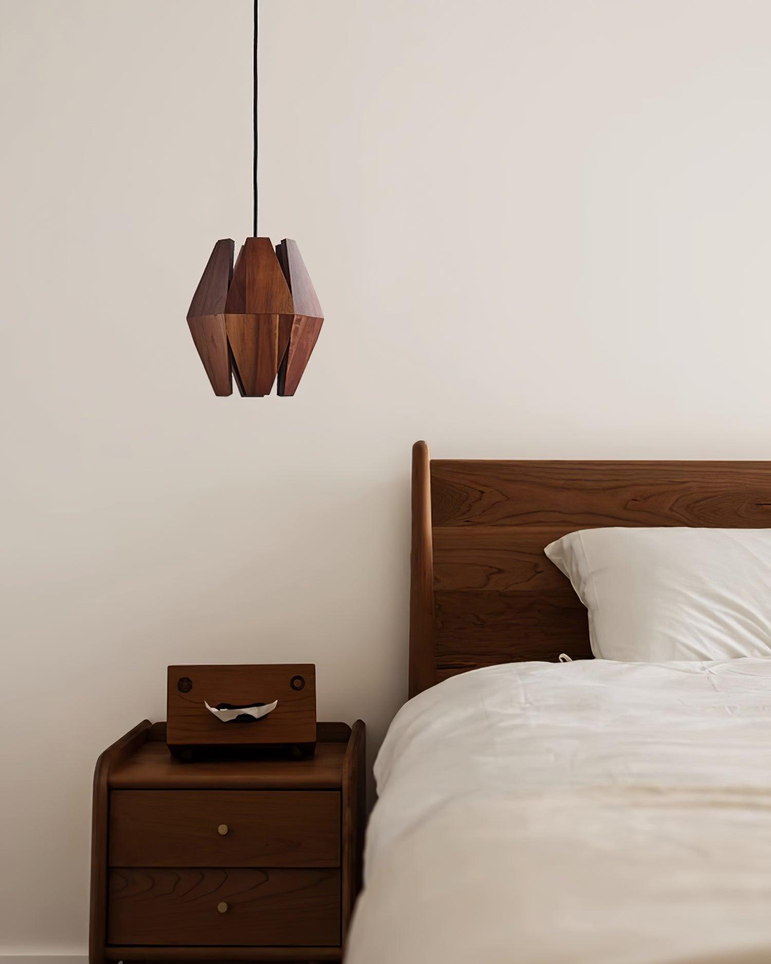 Miro Pendant Lamp Geometric Wood Shade Warm Glow Nordic Minimalist Accent-Neutral Decor