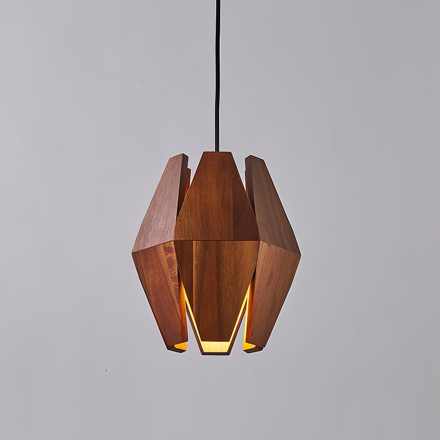 Miro Pendant Lamp Geometric Wood Shade Warm Glow Nordic Minimalist Accent-Neutral Decor