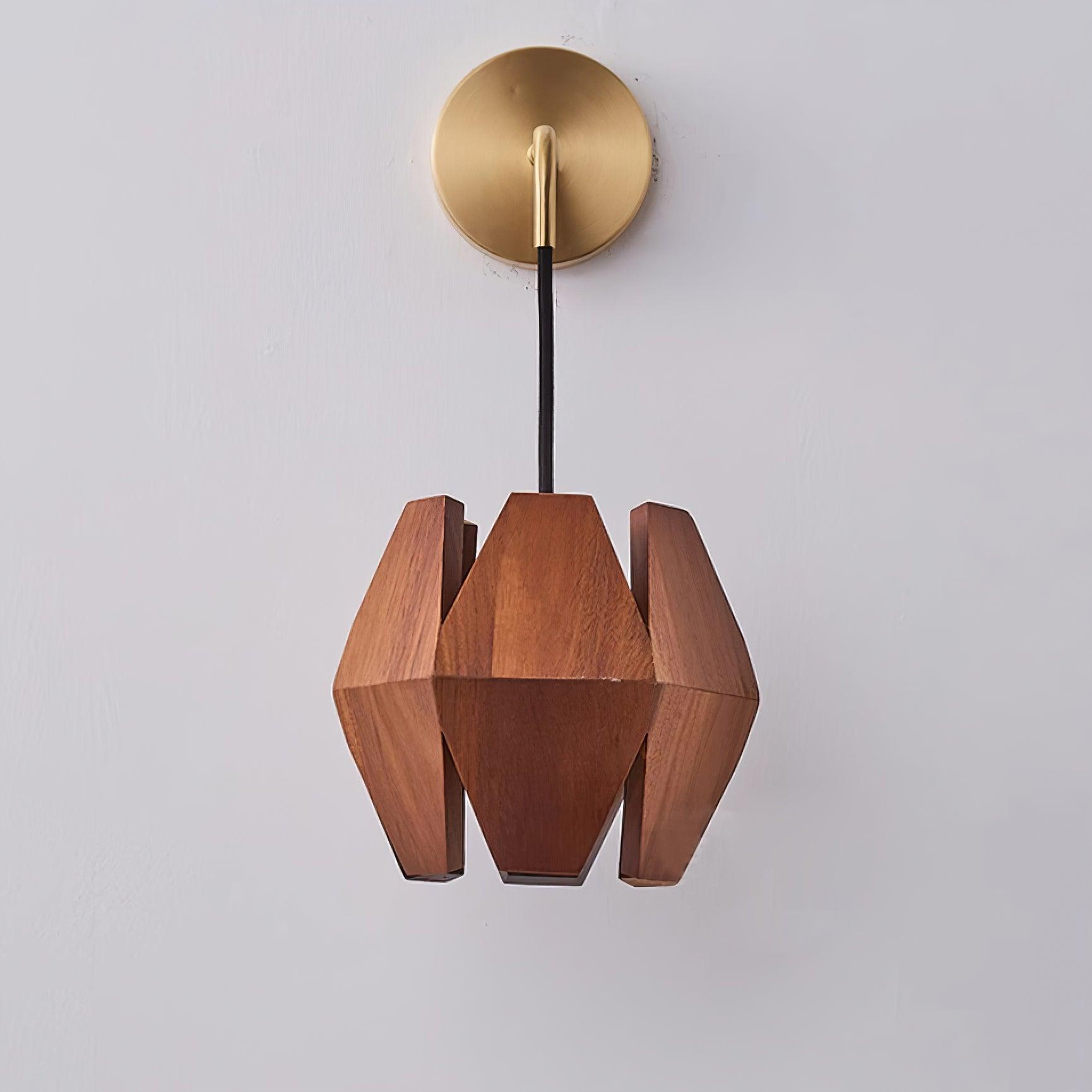 Wall Lamp Geometric Wood Shade Warm Glow Nordic Minimalist Accent
