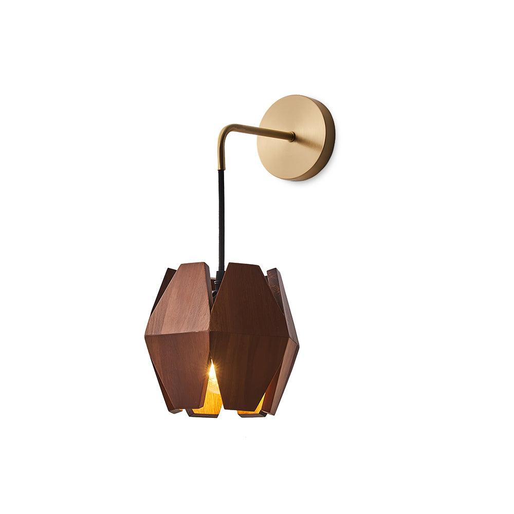 Wall Lamp Geometric Wood Shade Warm Glow Nordic Minimalist Accent