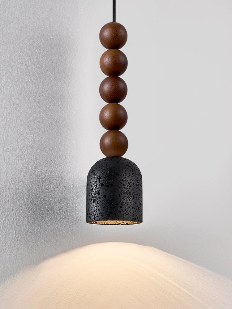 Wood Bead Travertine Pendant Light-Neutral Decor