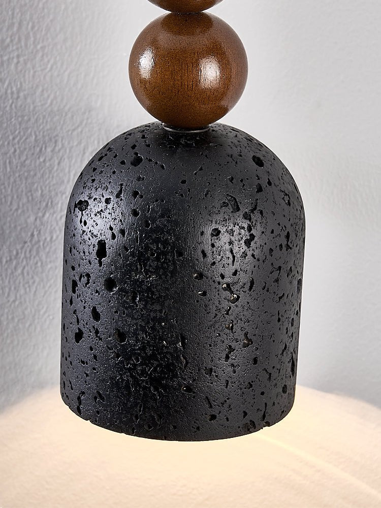 Wood Bead Travertine Pendant Light-Neutral Decor