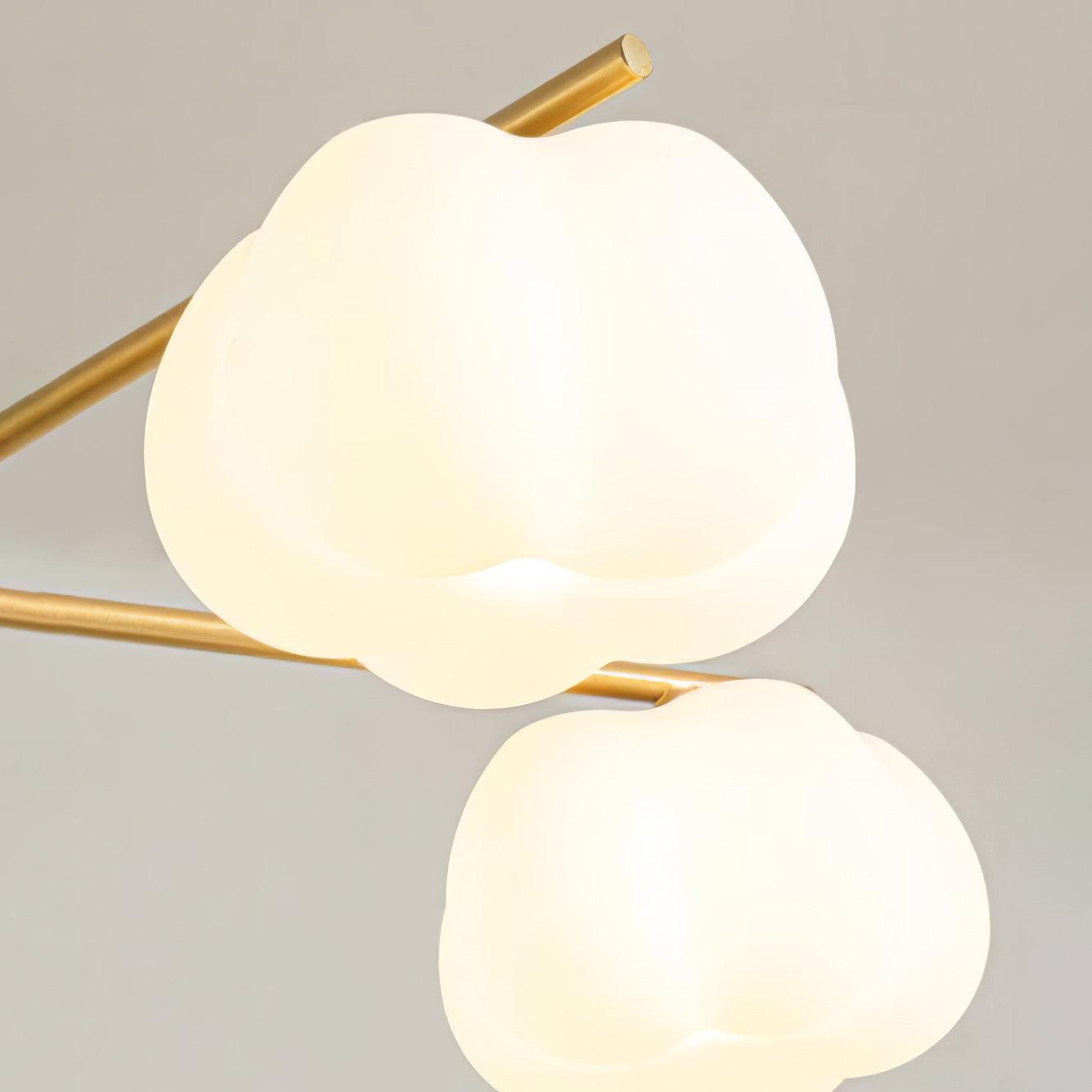 Lustra Chandelier Wooden Cotton Balls Gold PE-Neutral Decor