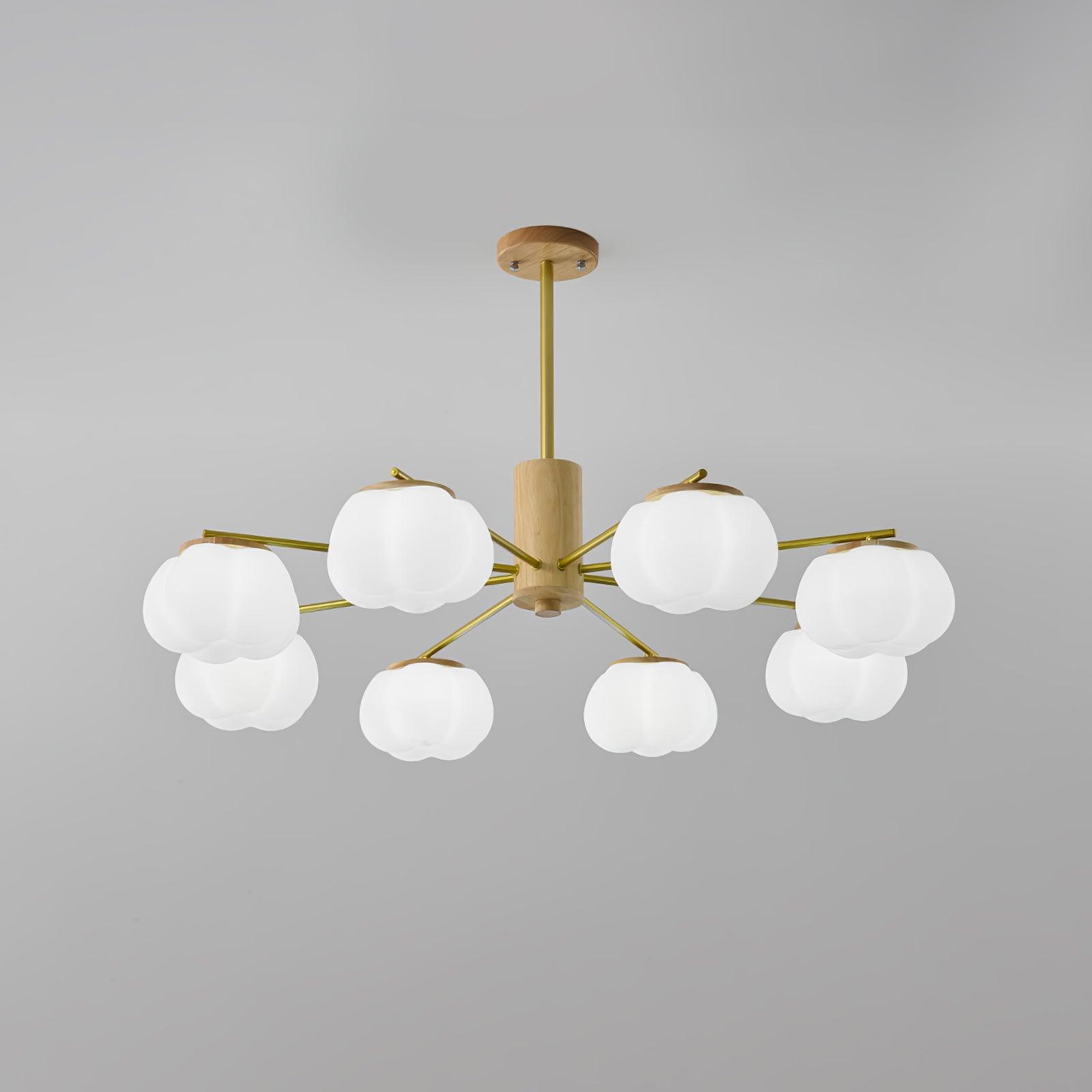 Lustra Chandelier Wooden Cotton Balls Gold PE-Neutral Decor