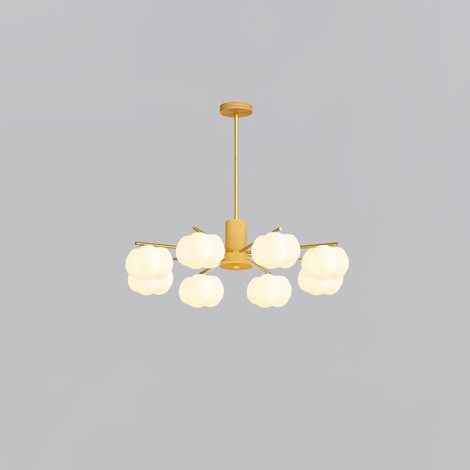 Lustra Chandelier Wooden Cotton Balls Gold PE-Neutral Decor