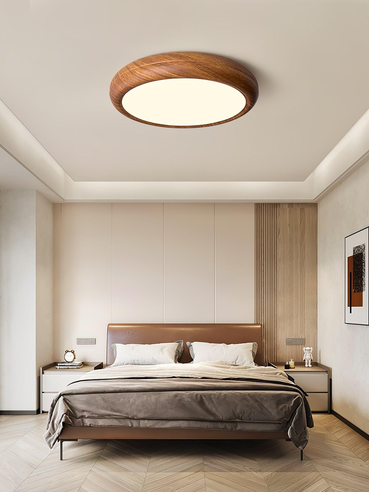 Elda Wood Wood Grain Round Ceiling Light-Neutral Decor