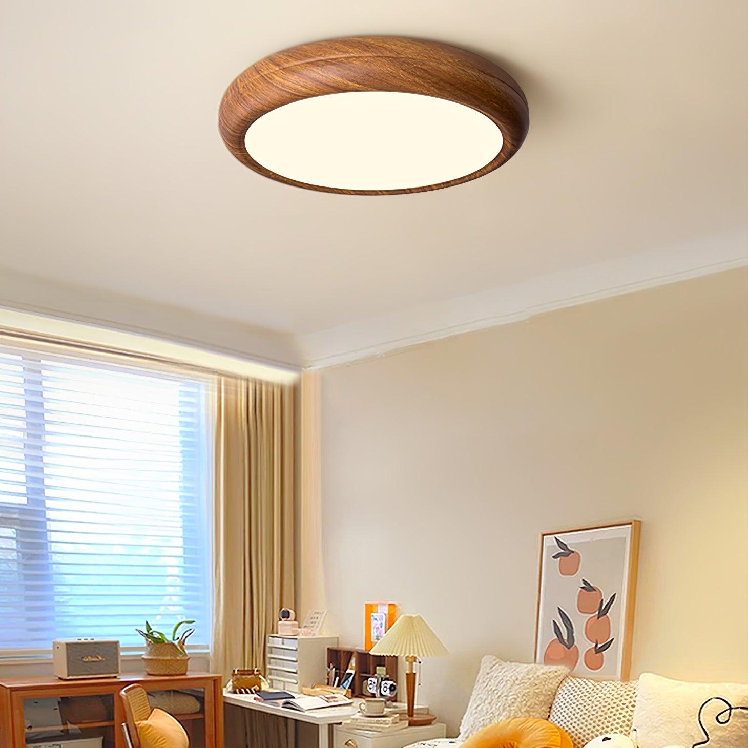 Elda Wood Wood Grain Round Ceiling Light-Neutral Decor
