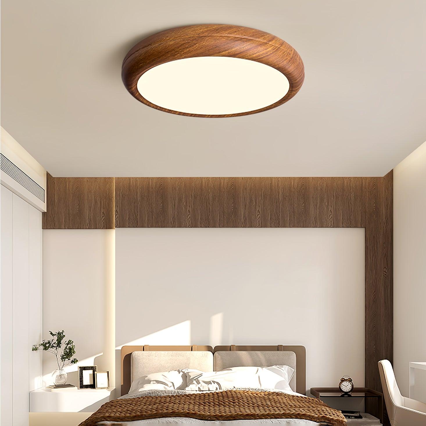 Elda Wood Wood Grain Round Ceiling Light-Neutral Decor