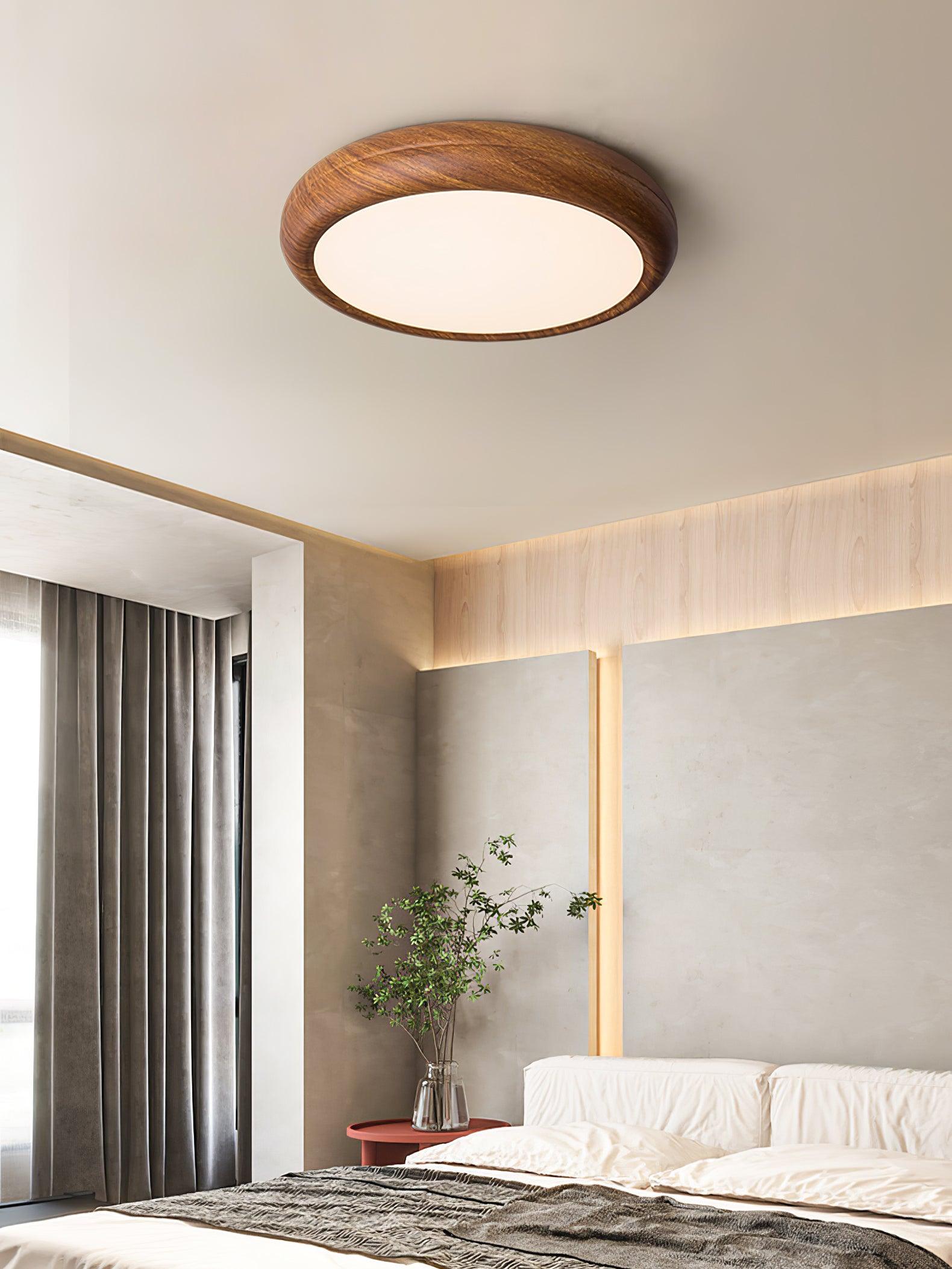 Elda Wood Wood Grain Round Ceiling Light-Neutral Decor