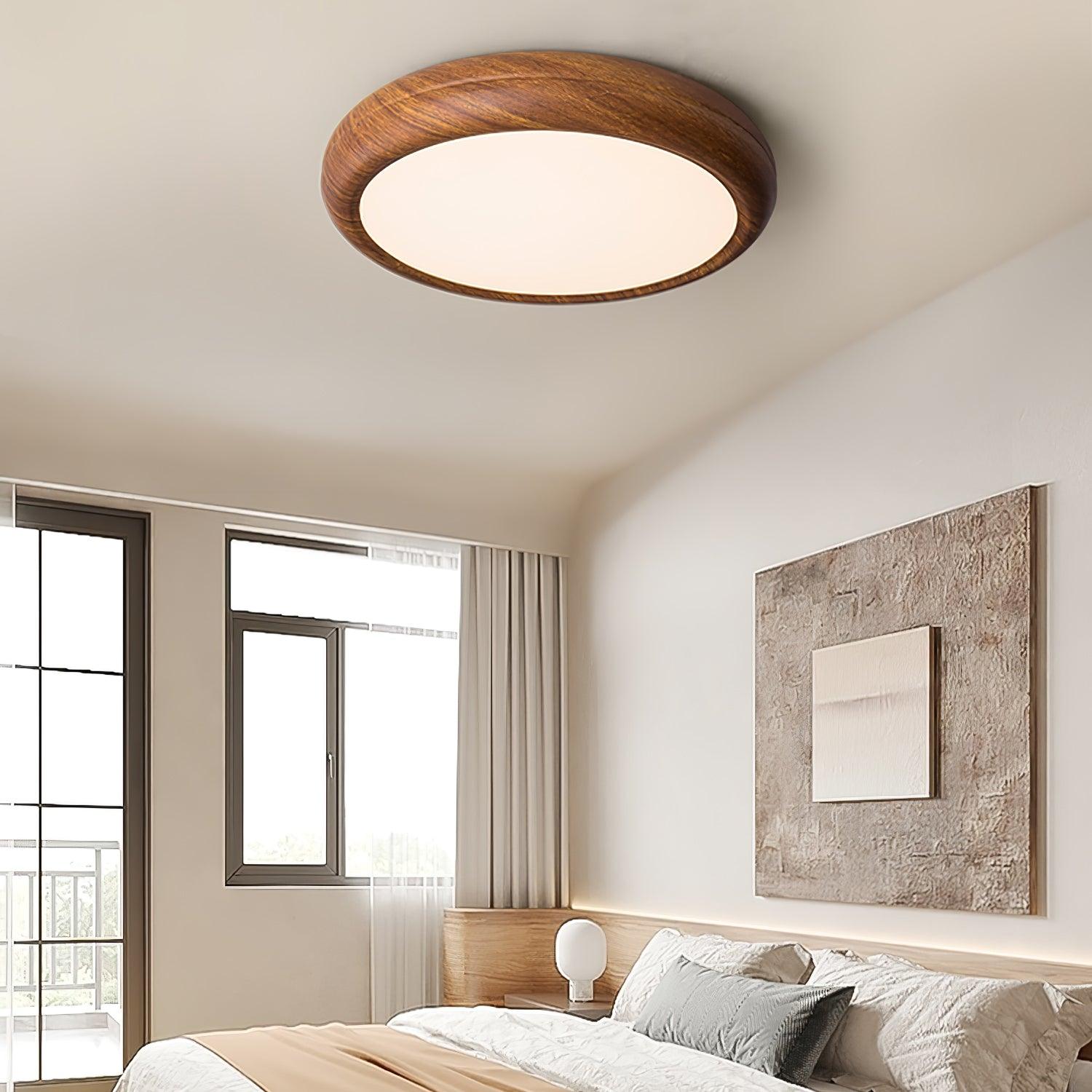 Elda Wood Wood Grain Round Ceiling Light-Neutral Decor
