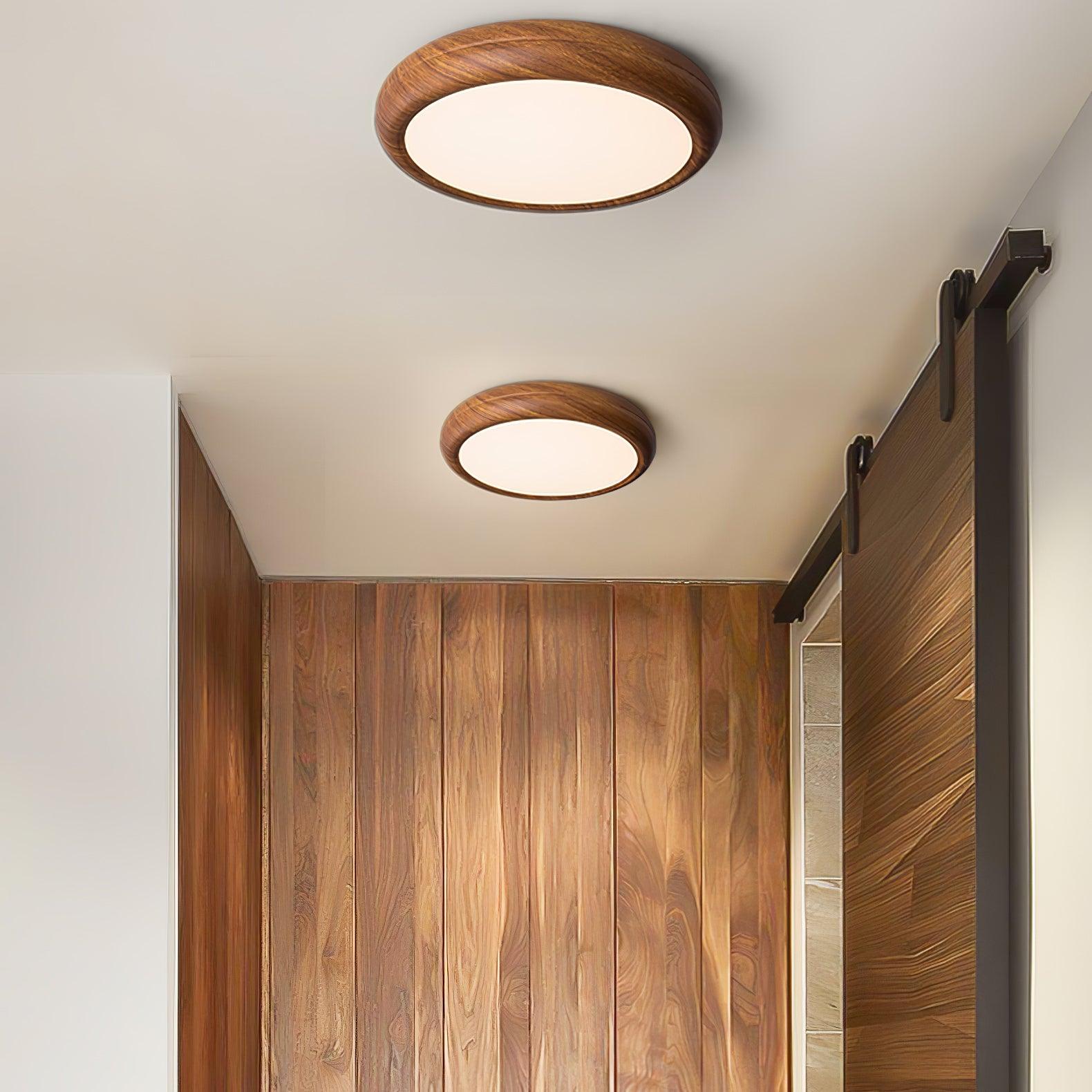 Elda Wood Wood Grain Round Ceiling Light-Neutral Decor