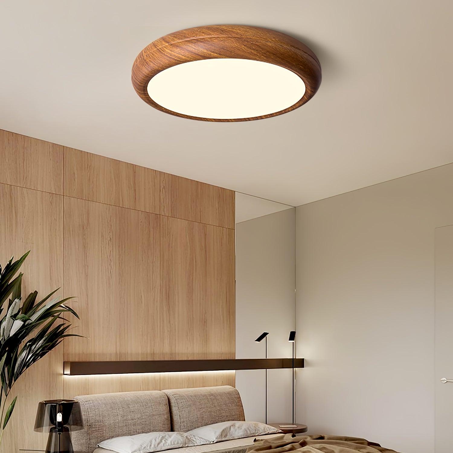 Elda Wood Wood Grain Round Ceiling Light-Neutral Decor