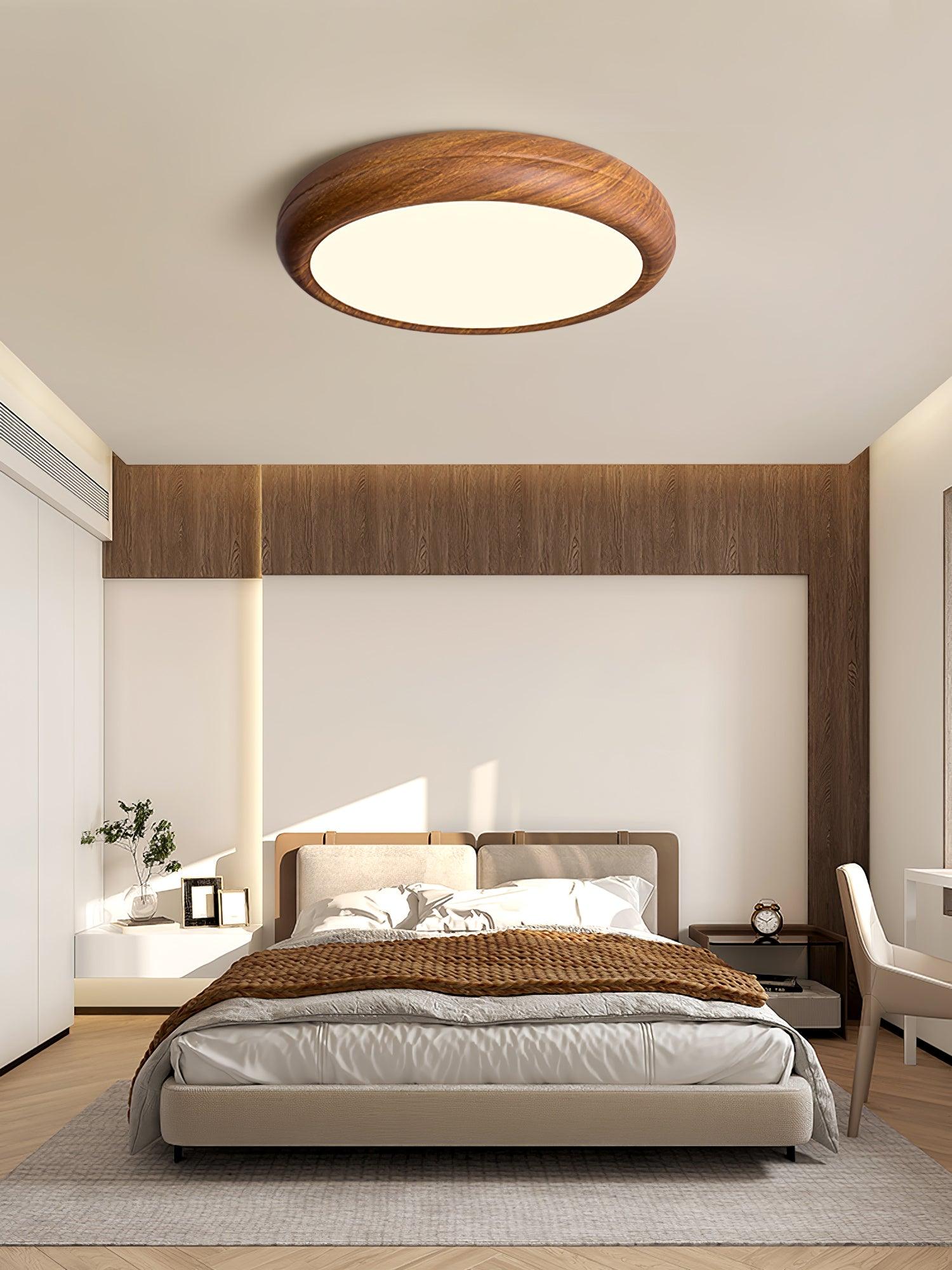 Elda Wood Wood Grain Round Ceiling Light-Neutral Decor