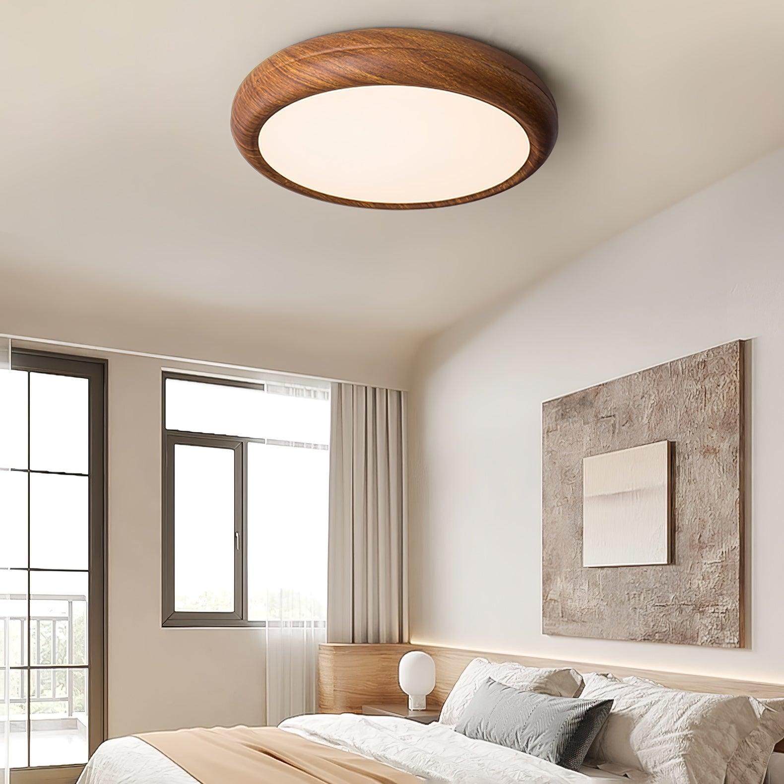 Elda Wood Wood Grain Round Ceiling Light-Neutral Decor