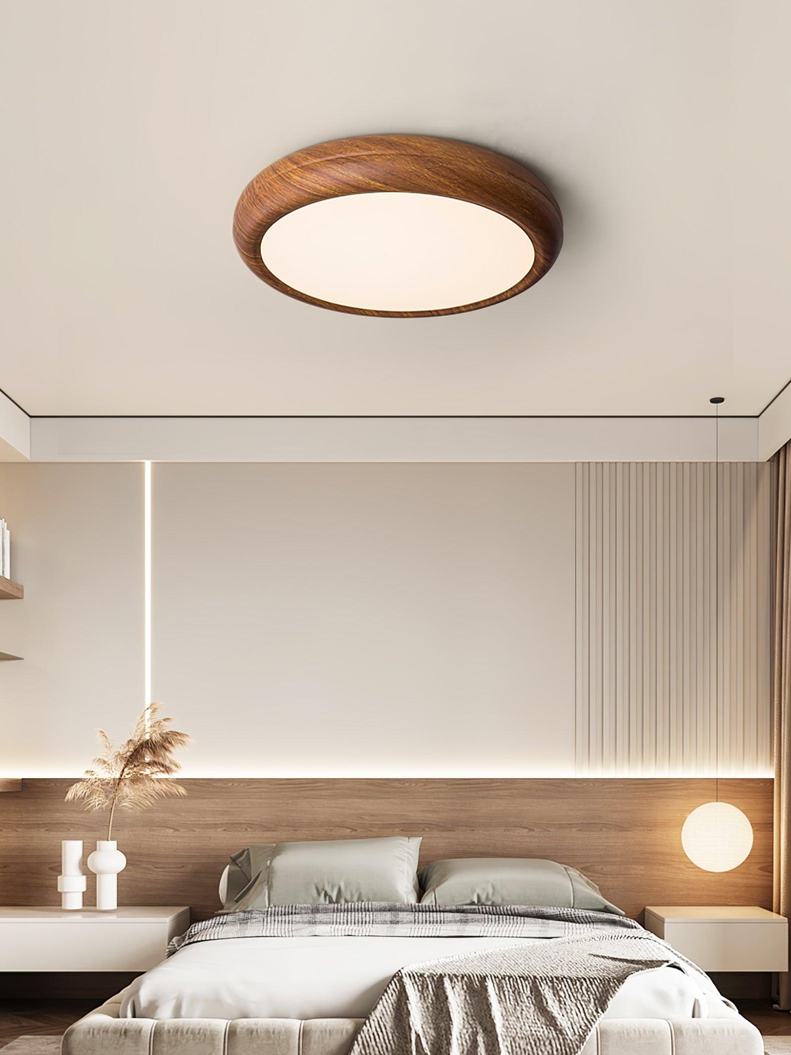 Elda Wood Wood Grain Round Ceiling Light-Neutral Decor