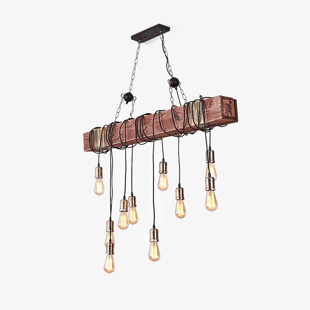 Wexb Chandelier Wooden Beam Edison Bulb Rustic Farmhouse-Neutral Decor