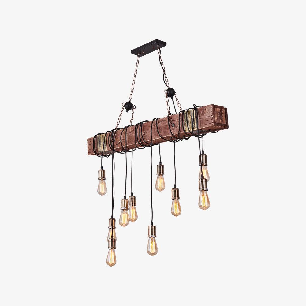 Wexb Chandelier Wooden Beam Edison Bulb Rustic Farmhouse-Neutral Decor